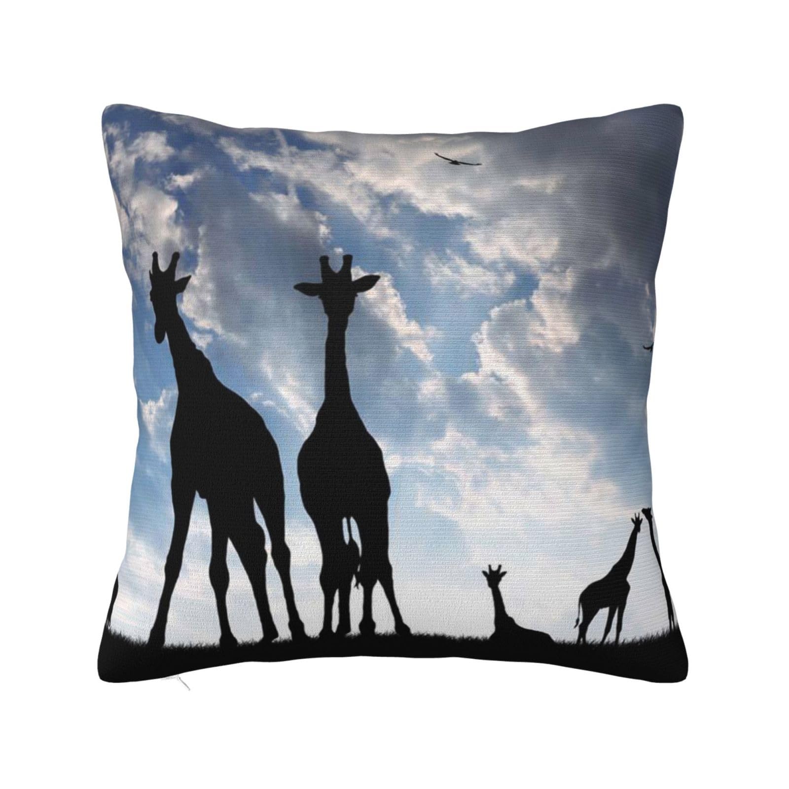 Giraffes On Grass Print Cushion Covers,Square Pillow Case Home Decorative For Men/Women Living Room Bedroom Sofa Chair 20"X20"