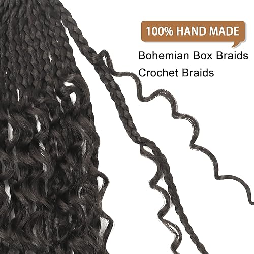 Vista 137 de Goddess Box Braids Crochet Hair With Curly Ends 18 Inch Bohomian Box Braids Crochet Braids 8 Packs 3X Crochet Braids Synthetic Braiding Hair 1B-4-30