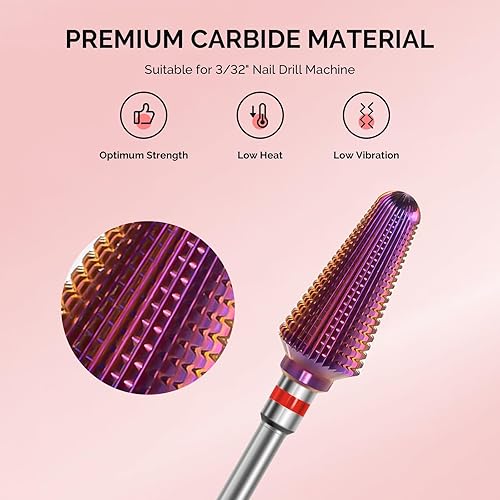 Miniatura 2 de MelodySusie Brocas profesionales de tornado para uñas, brocas multifunción de carburo de tungsteno de 332 pulgadas, adecuadas para manicura,
