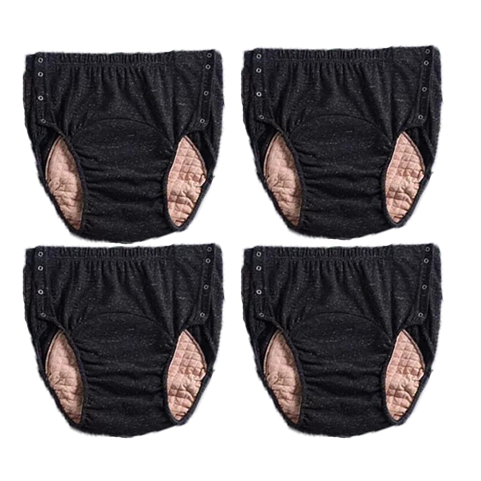 4pcs Pannolino per Adulti, Pannoloni per Anziani Pannolini con Fibbia Nascosta Lavabili 100% Cotone Riutilizzabili Intimo per Incontinenza con i Pannolini,Nero,4XL