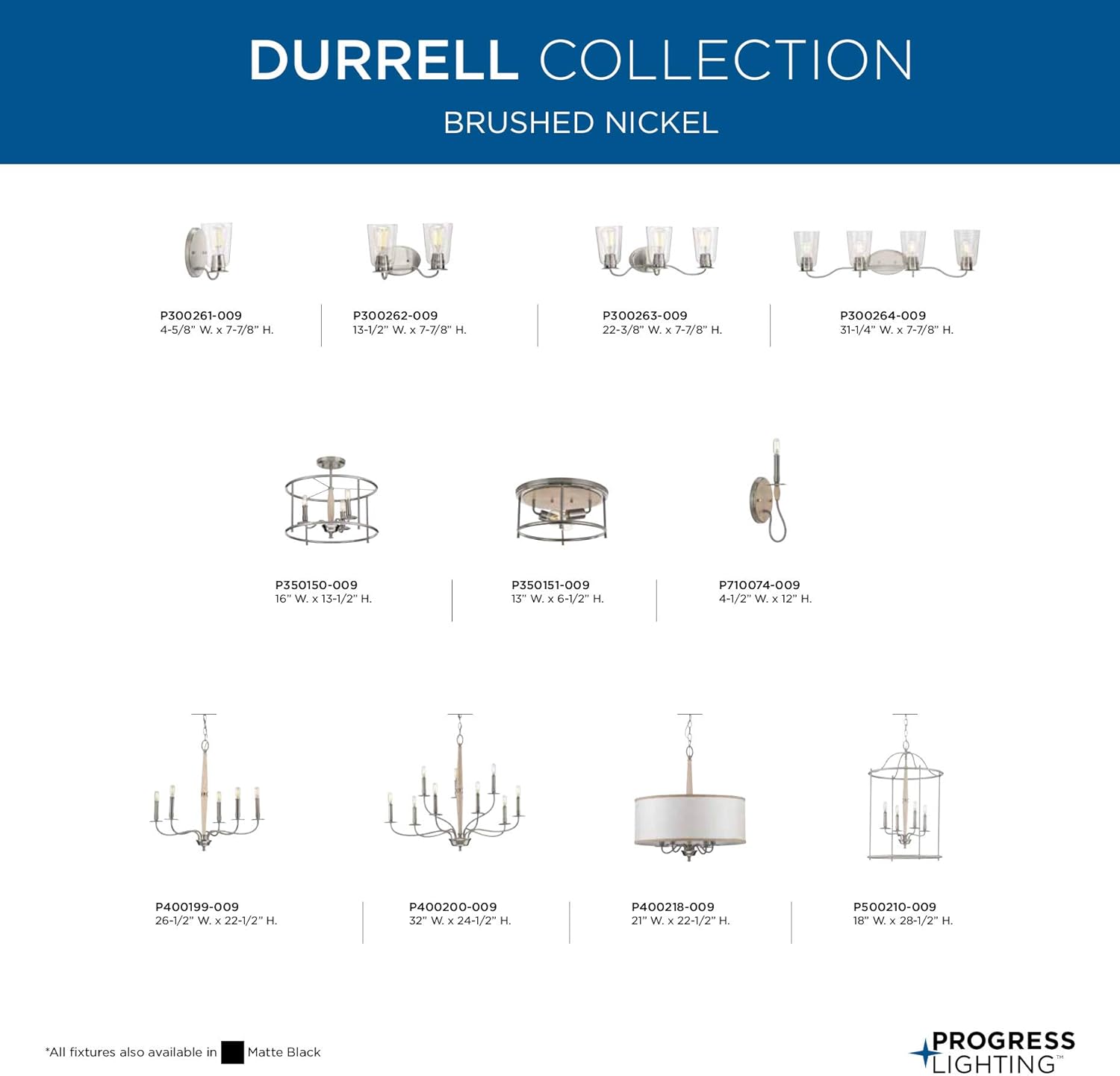 Progress Lighting Durrell Collection 5-Light Coastal Chandelier Light Brushed Nickel