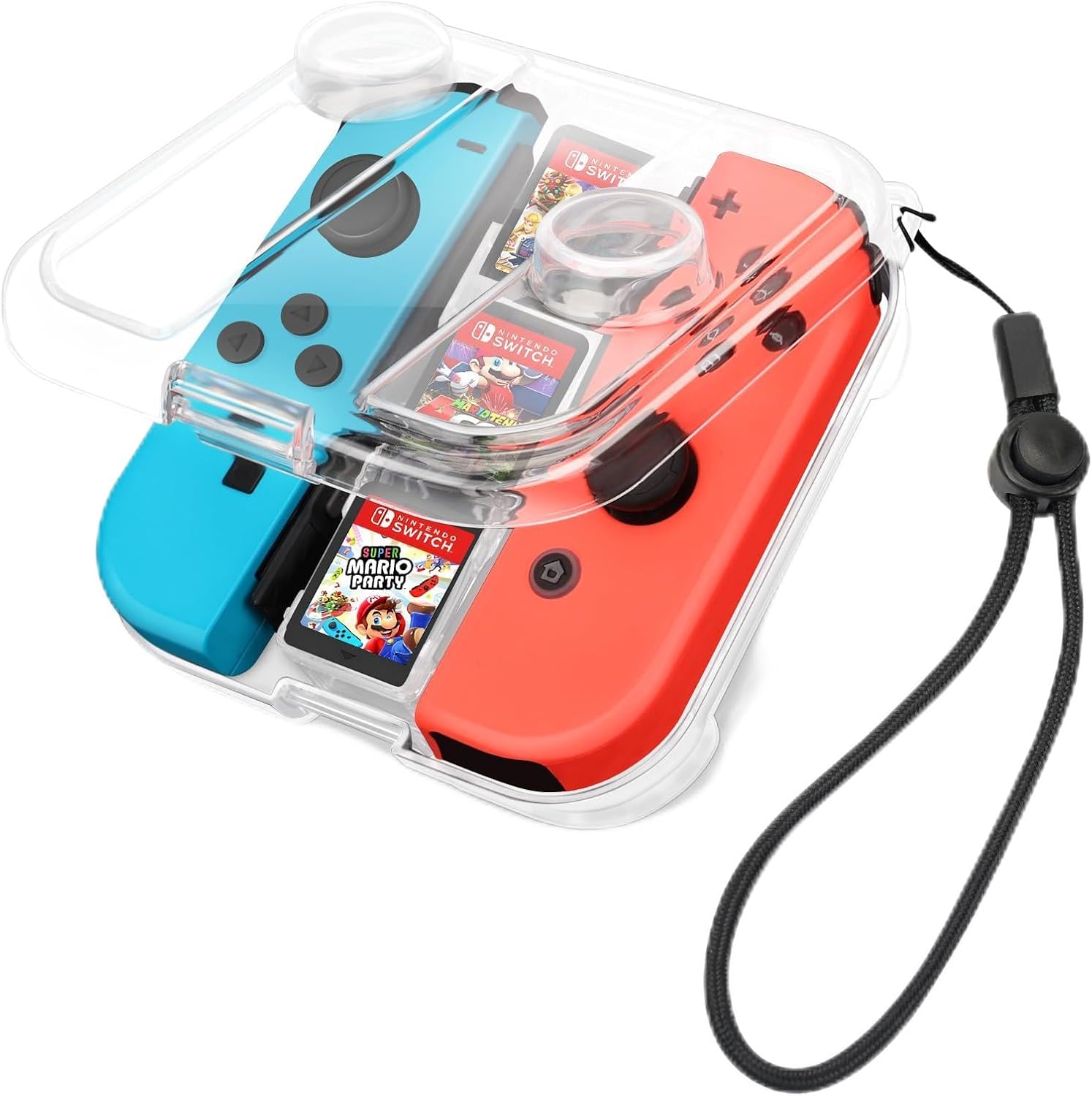 FYY Switch Joycon Case Compatible with Nintendo Switch Joy-Con - Portable Dust-Proof Clear Joycon Case with 3 Game Cards Holders and Wrist Strap, Nintendo Switch Joycon Accessories Travel Case Thumbnail