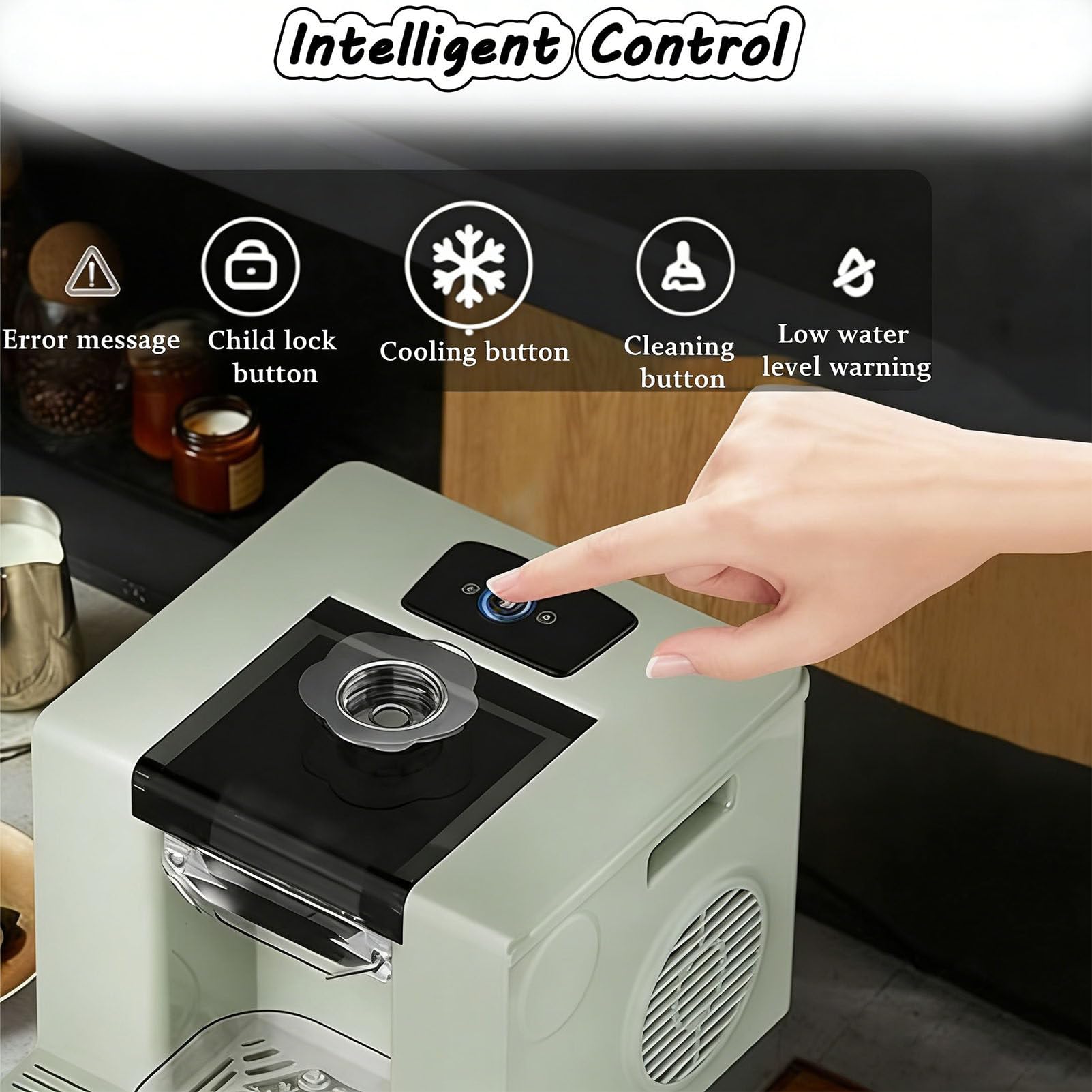 Macchina elettrica per Granite, 60 kg/24 Ore, per Uso Commerciale, con Controllo Tramite Pulsante Intelligente, Ideale per Negozi di Bevande Fredde Black