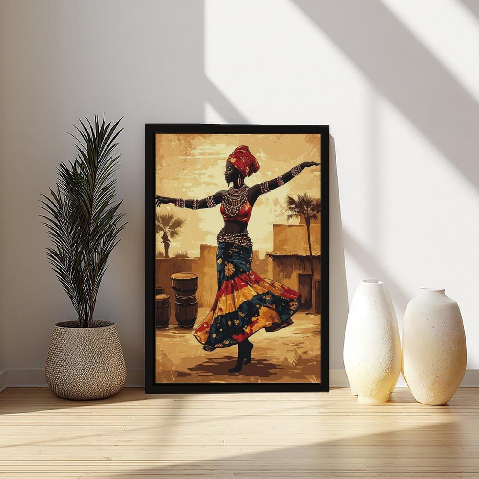 LXWNZE Malian Bambara Dance, poster su tela tradizionale africano festival decorazione camera da letto paesaggio ufficio camera da letto decorazione regalo 40,6 cm L x 61 cm W