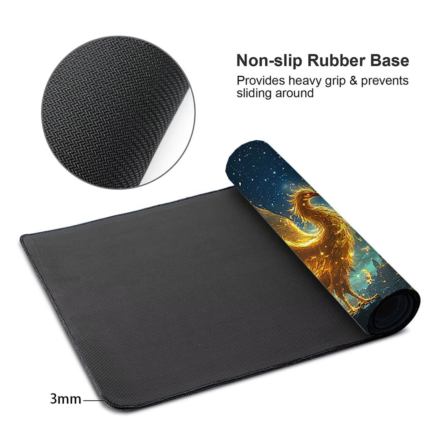 Podkładka pod mysz do gier XXL Mousepad 1000 x 500 mm, duża podkładka pod biurko z antypoślizgową gumową podstawą dla graczy, komputer, poprawia precyzję i szybkość (księżyc Phoenix) X975