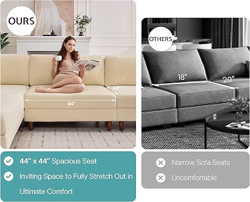 Miniatura 4 de Jocisland Sofá modular modular con asiento extra profundo de 44 pulgadas, sofá modular de 6 plazas de gran tamaño para familias grandes y grandes,