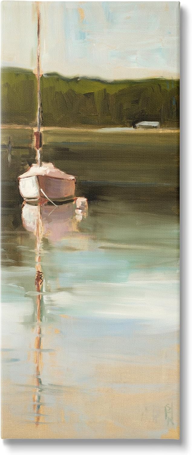 Stupell Industries Boat Reflection Painting Canvas Wall Art Design by Sally Hootnick
