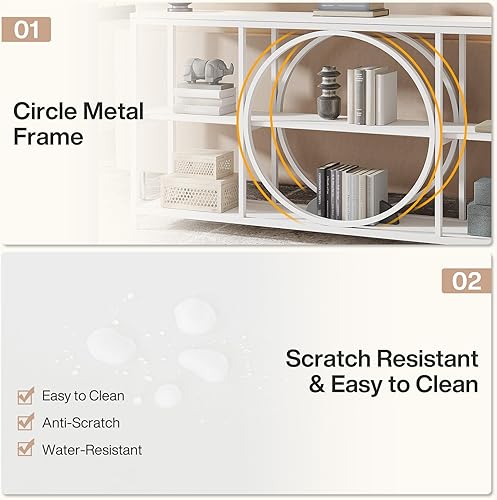 Miniatura 14 de Tribesigns Mesa consola de sofá de 70.9 pulgadas, mesas de entrada angostas extra largas con estantes de almacenamiento de madera de 3 niveles,