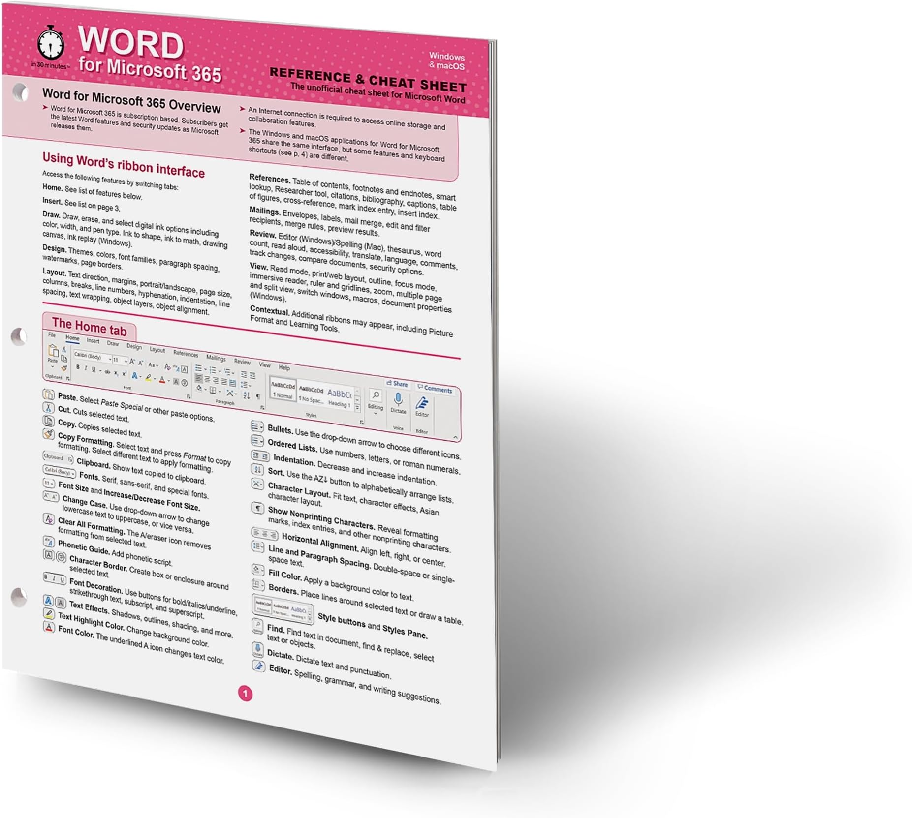 Word for Microsoft 365 Reference and Cheat Sheet: The unofficial cheat sheet reference for Microsoft Word (Windows/macOS)