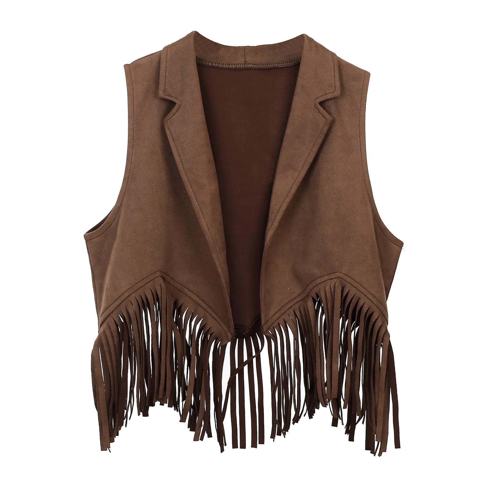 2026 - Boys Girls Western Cowboy Cowgirl Outfits Front Open Fringe Vest Party Dress Up Tassel Fringe Waist Coat Tops Costume T-Shirt