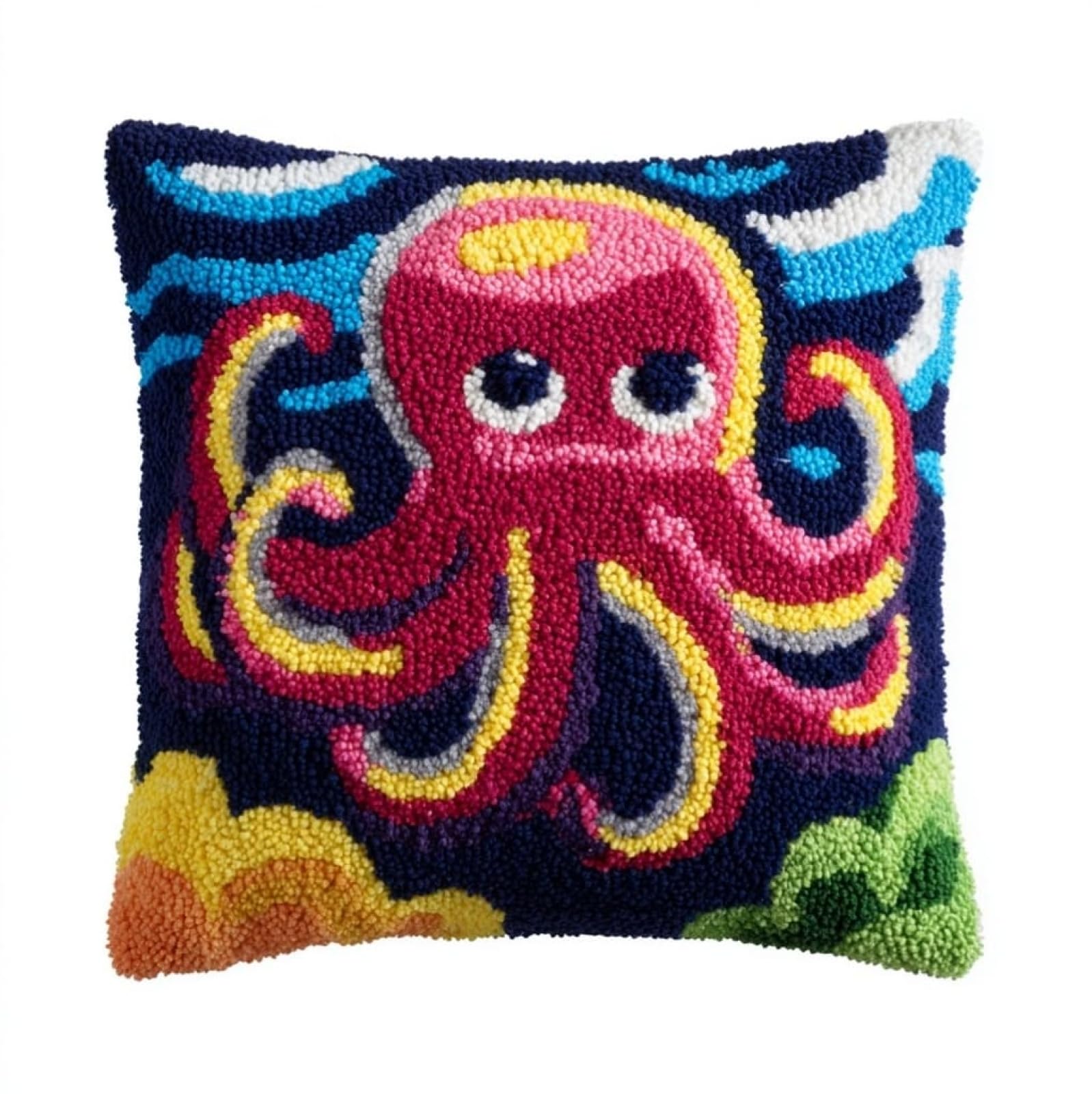 WallustrioaW Latch Hook Craft Cushion Kit 43x43cm,Animal Octopus