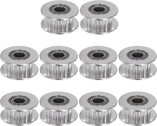 HARFINGTON 10pcs 2GT Polea tensora 20 dientes 0.197 in diámetro 0.709 in diámetro correa dentada de aluminio para 0.236 in ancho cinturón 3D
