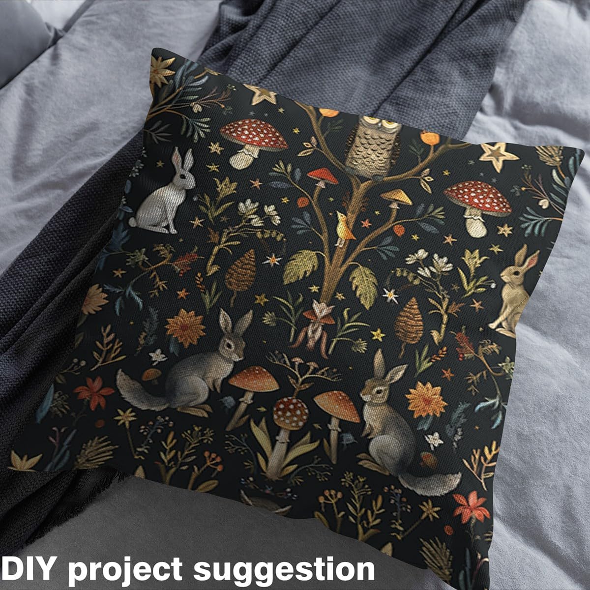 Loussiesd Wild Botanical Waterproof Outdoor Fabric for Chairs Animals Fabric by The Yard Decor Mushroom Upholstery for Chairs Microfiber Floral Reupholstery Decor 1 Yard (L92*W150cm) - Image 4