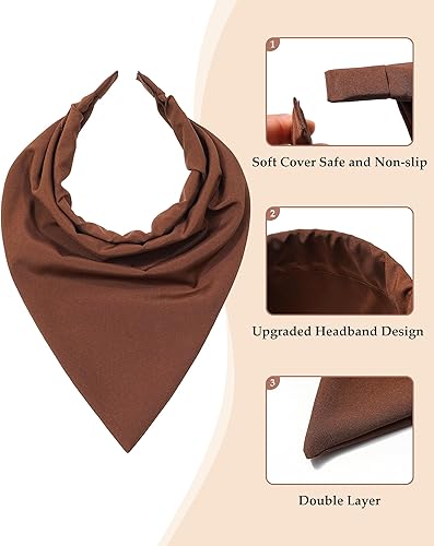Miniatura 3 de AWAYTR 3 unidades de bandana para el cabello para mujeres y niñas, bufanda para el cabello, bandana de doble capa triangular, pañuelo