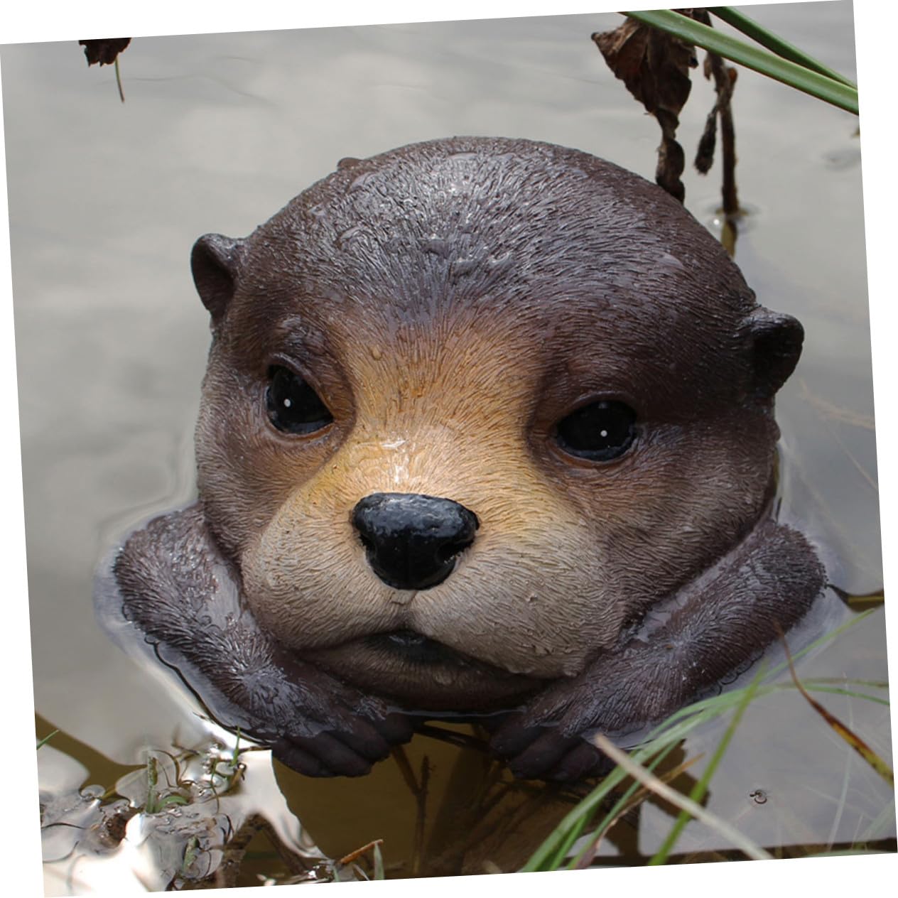 jojofuny 2 Stück Realistische Schwimmende Otterkopf skulptur aus Langlebigem Harz Natürliche Bewegung Wetterfeste Gartendeko für Teich Pool Außenbereich für Gartenliebhaber