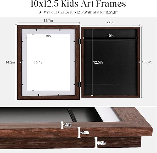 Miniatura 74 de [Paquete de 2] Marcos de arte para niños, marcos de arte para niños, de 8.5 x 11 pulgadas, con apertura frontal, intercambiables, marco de Crema