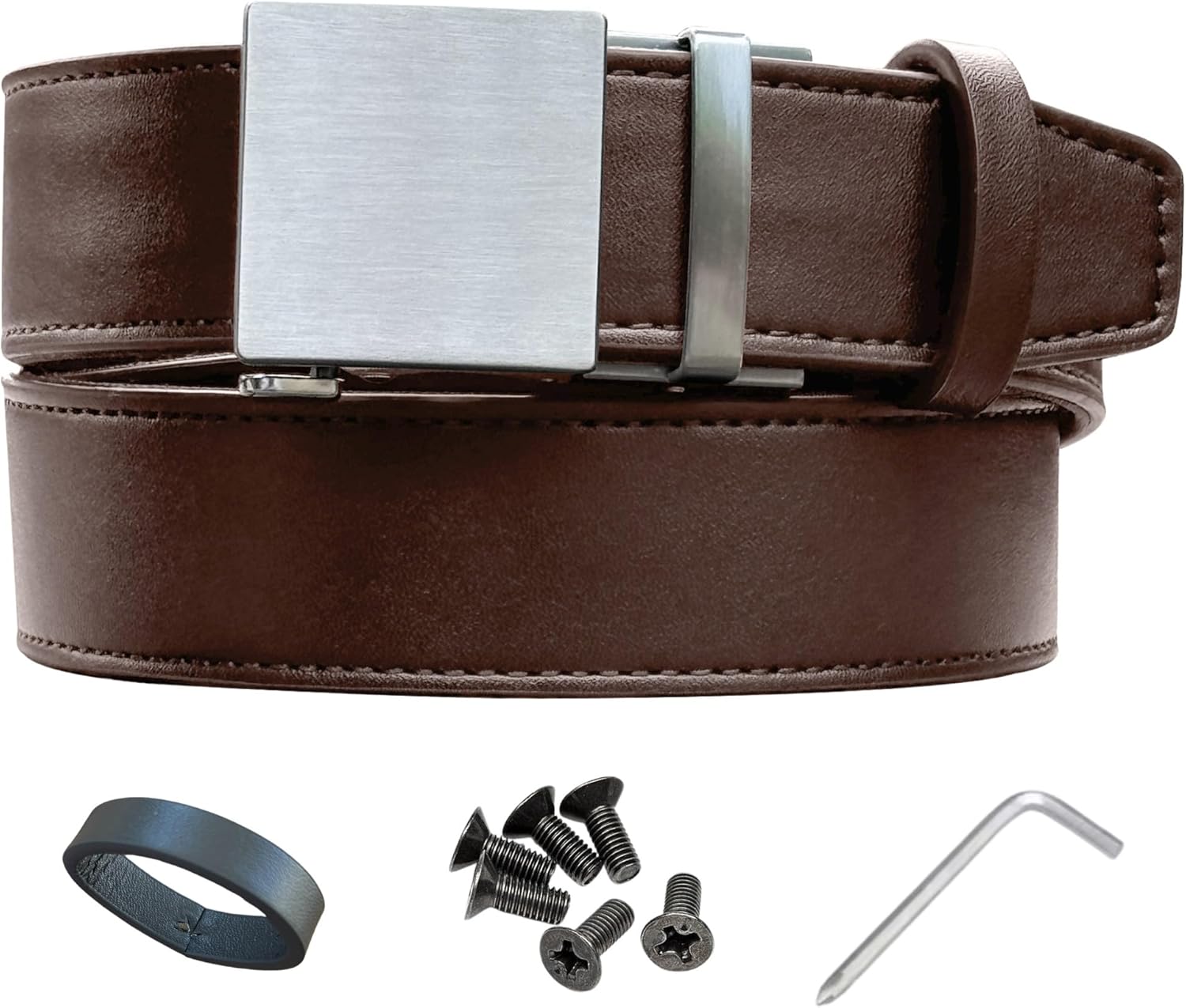 2ND AMEN Stealth CCW Black Leather Gun Belt for Men - 1.5" Concealed Carry EDC Belt with Stainless Steel Buckle