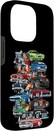 Vista 42 de Funda para iPhone 13 Hotrods, autos clásicos, coches musculosos y carros de carreras