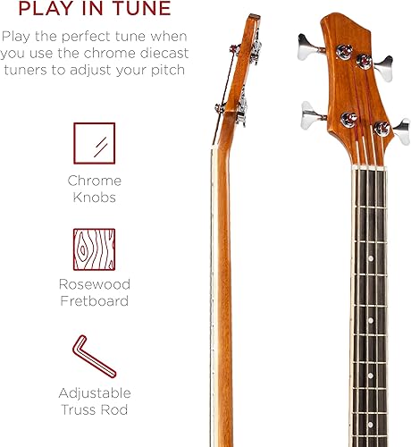 Miniatura 36 de Guitarra Eléctrica Acústica Bass Azul construcción de madera maciza con ecualizador