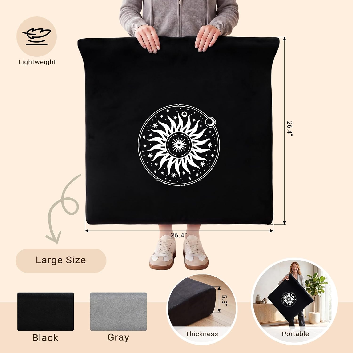 Condition photo showing Good Condition for luxe velvet meditation cushion set, zafu yoga floor mat high-density foam, 26.4" large floor pillows, removable washable cover for indoor/outdoor use, metaphysical mandala design