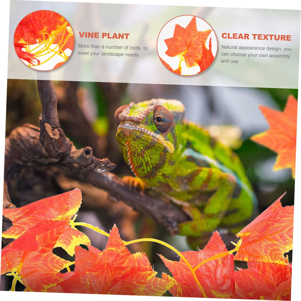 CORHAD 2Pcs Decorative Reptile Plants for Terrarium Lifelike Artificial Climbing Vines for Aquarium Fish Tank and Pet Habitat Decor Safe and Simulation Plants