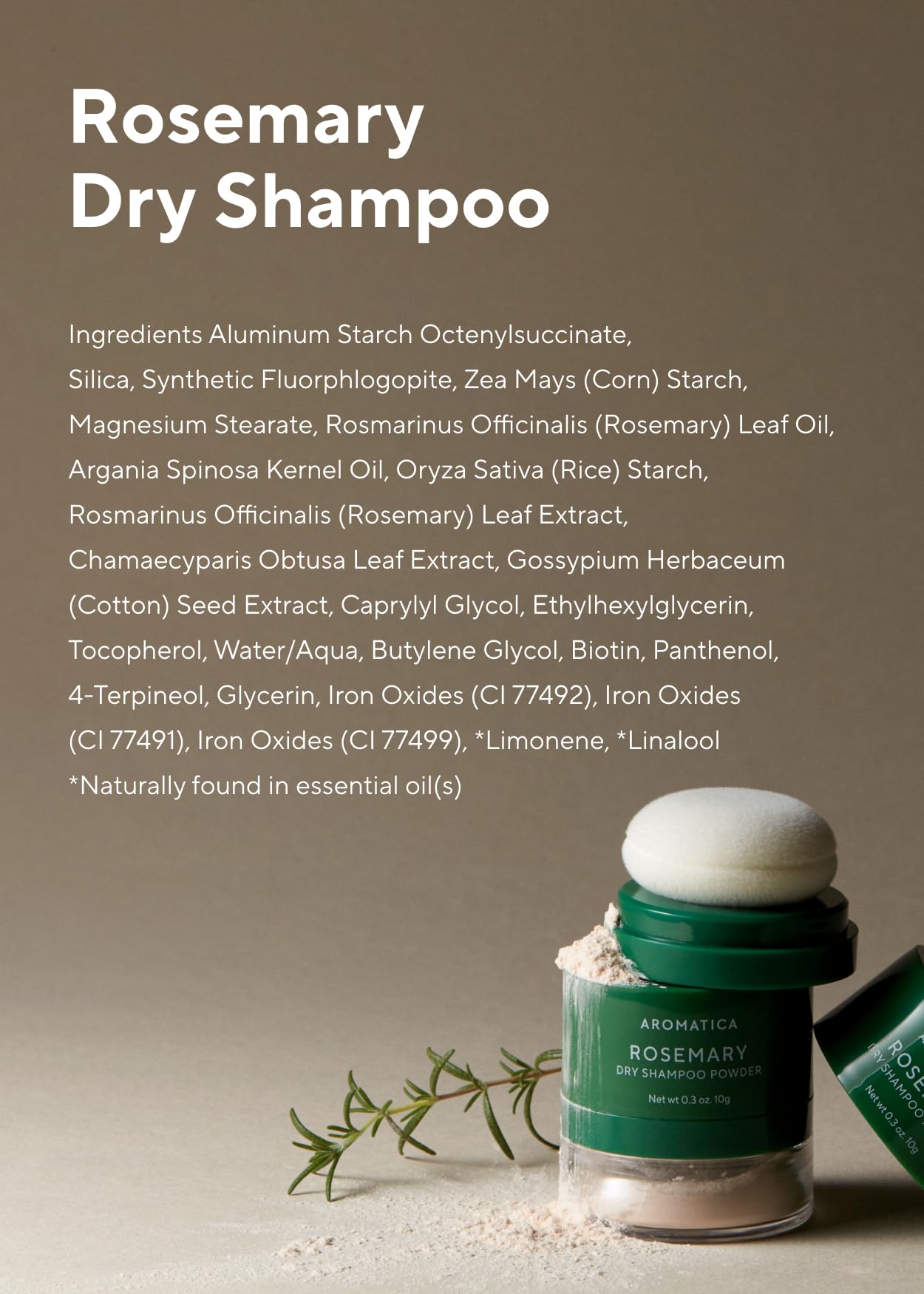 AROMATICA Poudre de shampooing sec au romarin 10 g/0,3 oz – Shampooing sec format voyage avec panthénol et biotine pour cheveux | Sans aérosol et sans talc