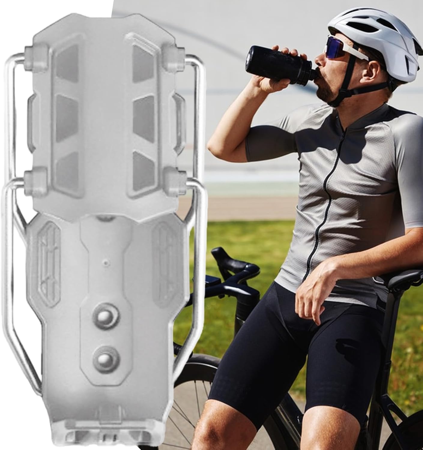 マウンテンバイク 水筒ホルダー,自動クランプ式バイク用カップケージ - ロードバイクや自転車のハンドルバーに適した360度回転式調整