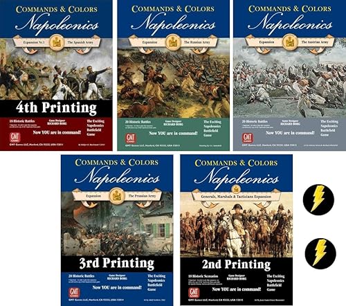 AMA Command & Colors Napoleonics - Paquete de 5 expansiones más dos botones de perno de iluminación