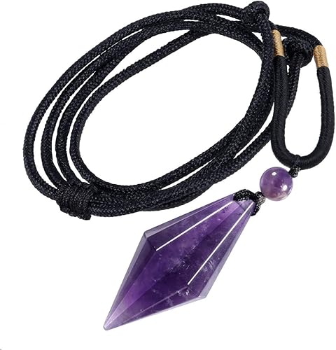 Miniatura 8 de TUMBEELLUWA Collar con colgante de cristal facetado curativo ajustable de 18 a 26 pulgadas para hombres y mujeres, collar de péndulo de piedra Reiki