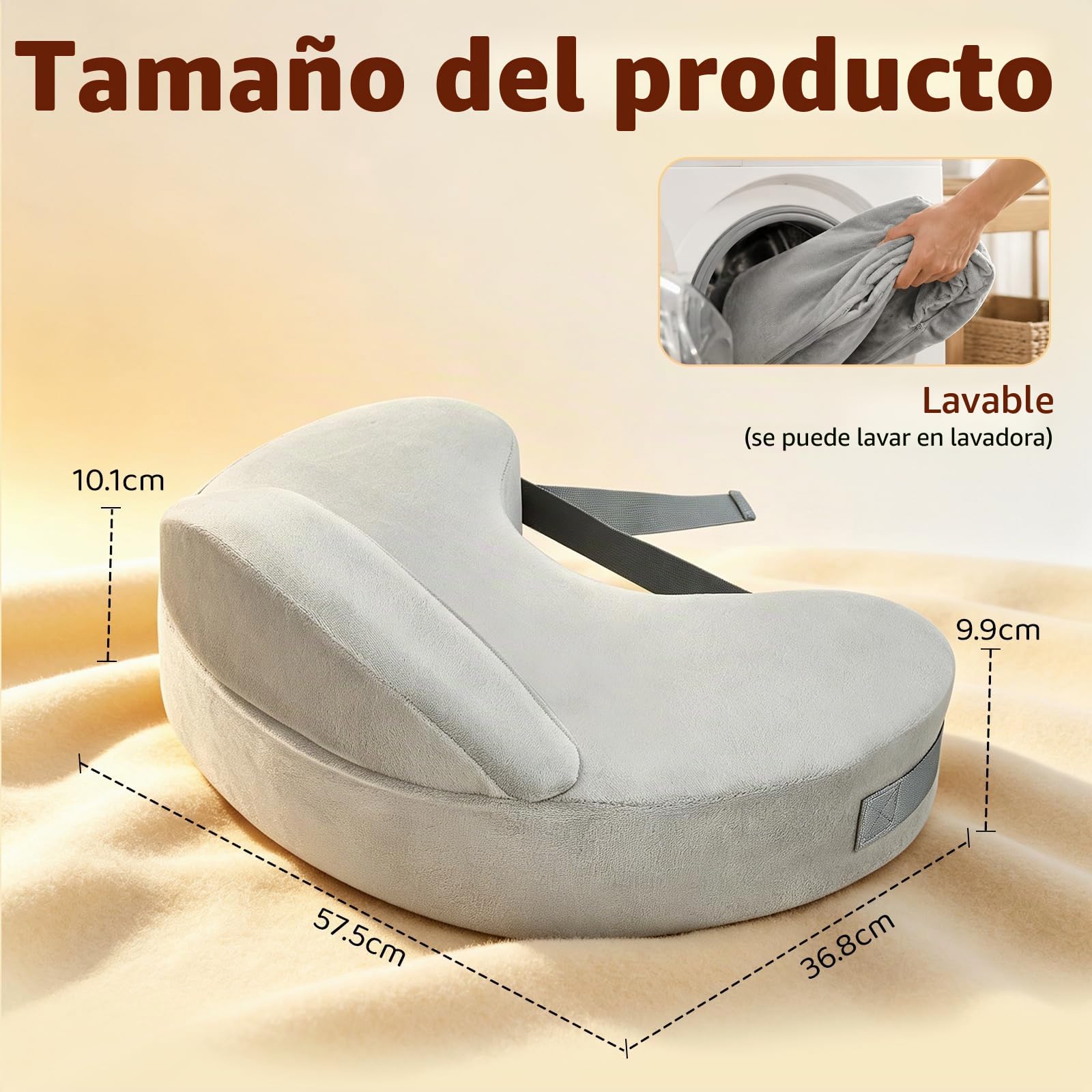 Cojín de Lactancia Memory Foam con Barrera de Seguridad, Correa Ajustable, Funda extraíble Lavable, ergonómico Mini para recién Nacidos, Ayuda para Madres