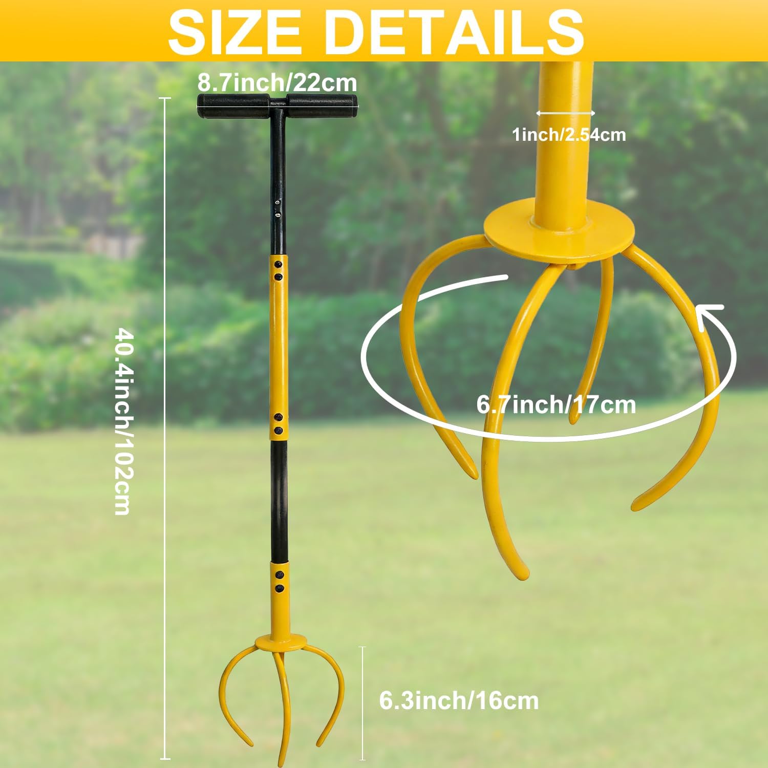 Garden Hand Tiller with Ergonomic Handle, Steel Cultivator Tiller Lawn Aerator Soil Lossener Manual Twist Tiller for Gardening