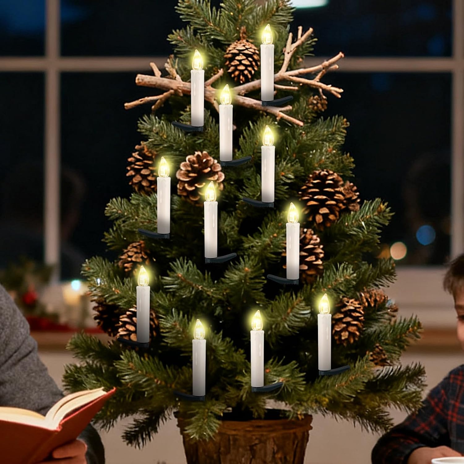 クリスマスツリー用キャンドルライト - 発光ダイオード 無炎照明 - 10個調整可能キャンドルライト - 休日祝賀 誕生日パーティー