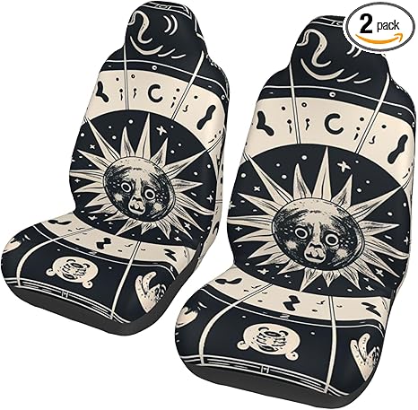 2 Pack Car Seat Covers Front Seat Covers for Cars Breathable Car Seat Protectors Astrological Sign Automotive Cushion Cover Universal Bucket Seat Covers for Most Cars Trucks SUV