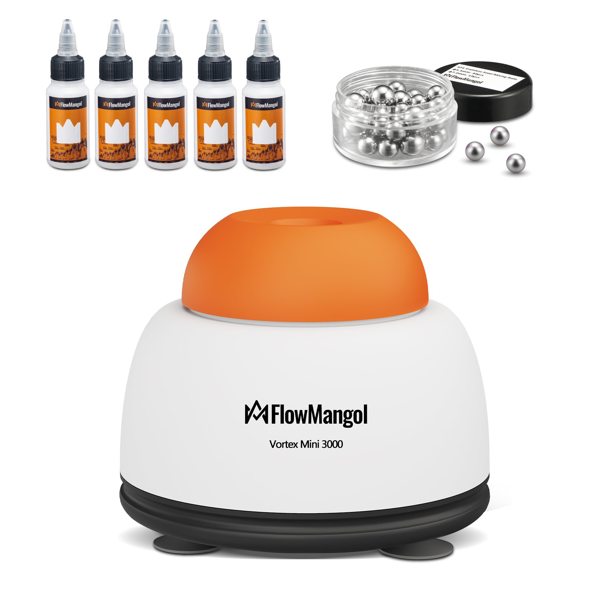 Vortex Mini 3000 - Mezclador de pintura acrílica para aerógrafo, modelo en miniatura con bolas mezcladoras y botellas cuentagotas vacías, 30 ml para pasatiempos, esmalte de gel de uñas