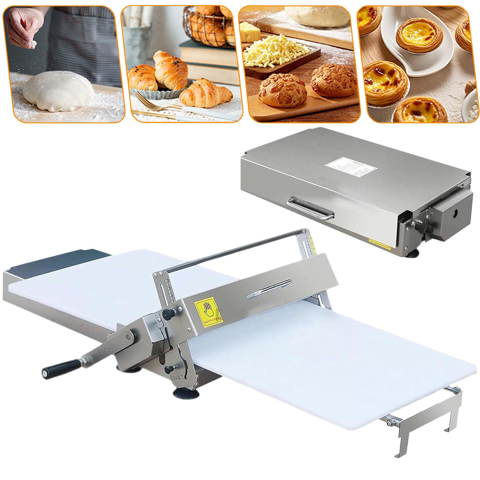 Teigroller Maschine, Gewerbliche Teigwalze Klappbar, Teigausrollmaschine Mit Einstellbarer Dicke, Edelstahl, Tischgerät Für Croissants, Fondant Und Pizza m300