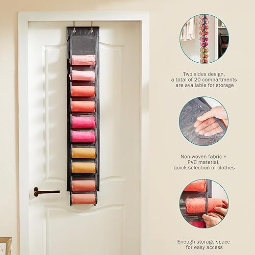 Miniatura 5 de YOUDENOVA Paquete de 2 organizadores de leggings para armario, organizadores colgantes de armario con 20 compartimentos para camisetas, jeans,