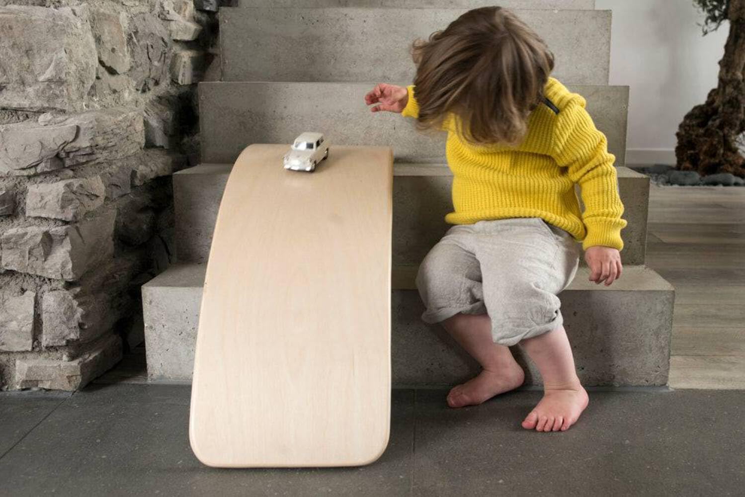 Wobbel Balanceboard transparent lackiert Raspberry Himbeere yogaboard