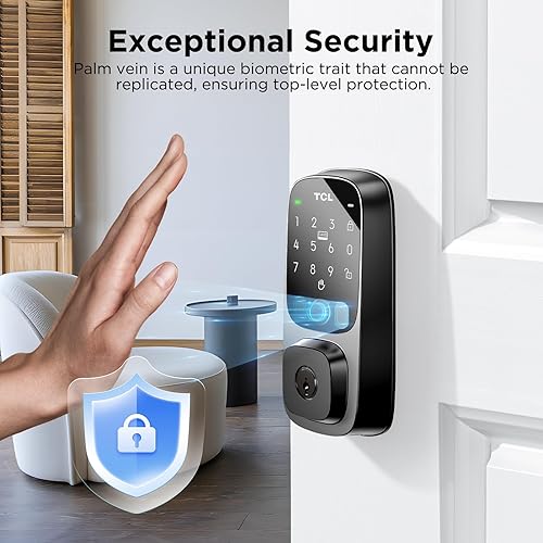 Miniatura 7 de TCL Cerradura inteligente D1 Pro Palm Vein, cerradura de puerta de entrada sin llave, batería recargable mejorada, boalt inteligente para puerta