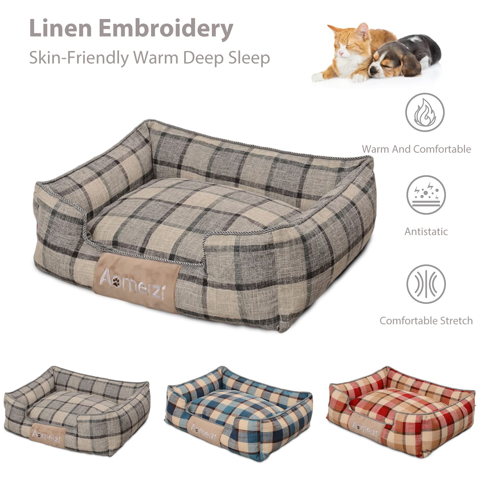 PETCUTE Camas para Perros,Cojín Antideslizante para Perros,Lavable Cama para Perros Medianos y Pequeños,Cama para Mascotas con Funda Desenfundable y Lavable,Cama Perro Invierno
