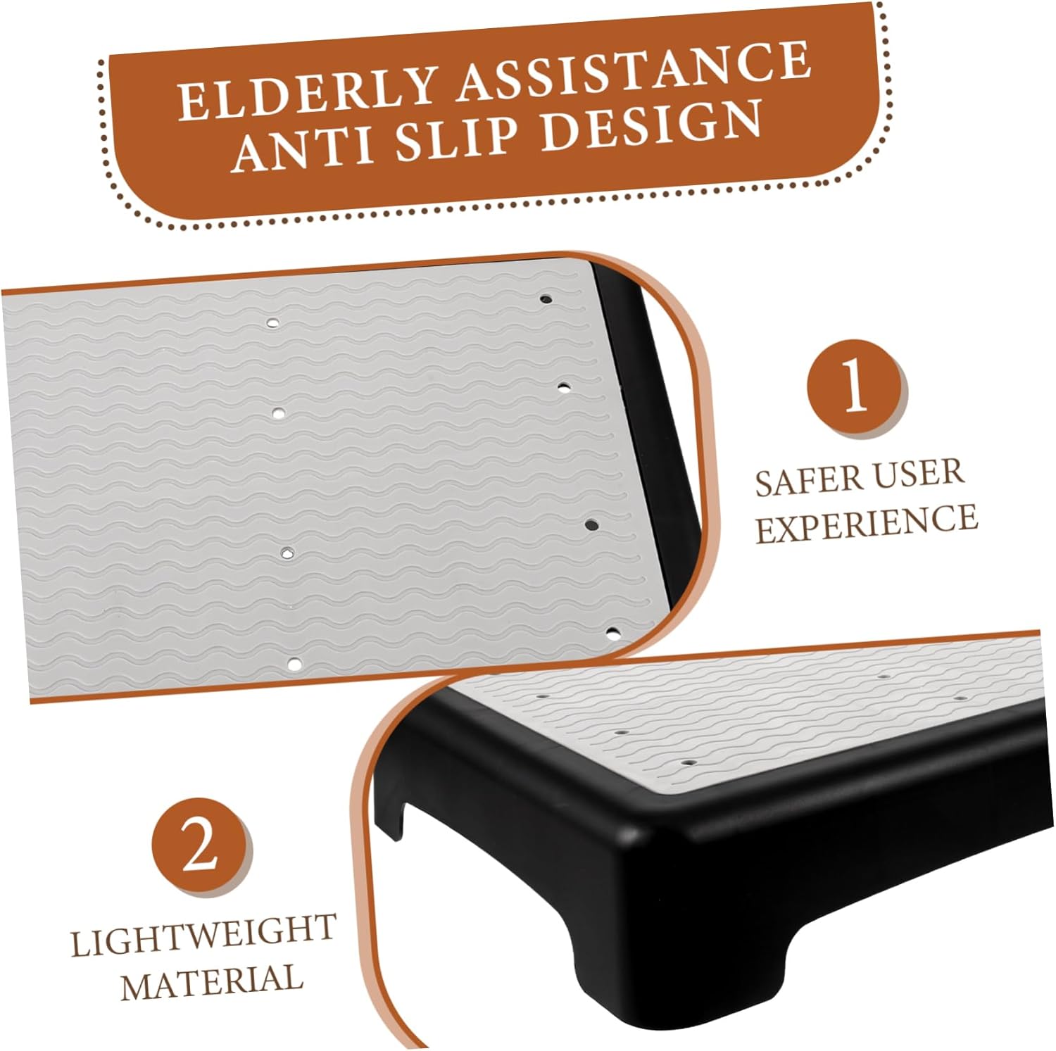 Elderly Ladder Stepping Stool Non-Slip Surface Lightweight Plastic Footstool for Home