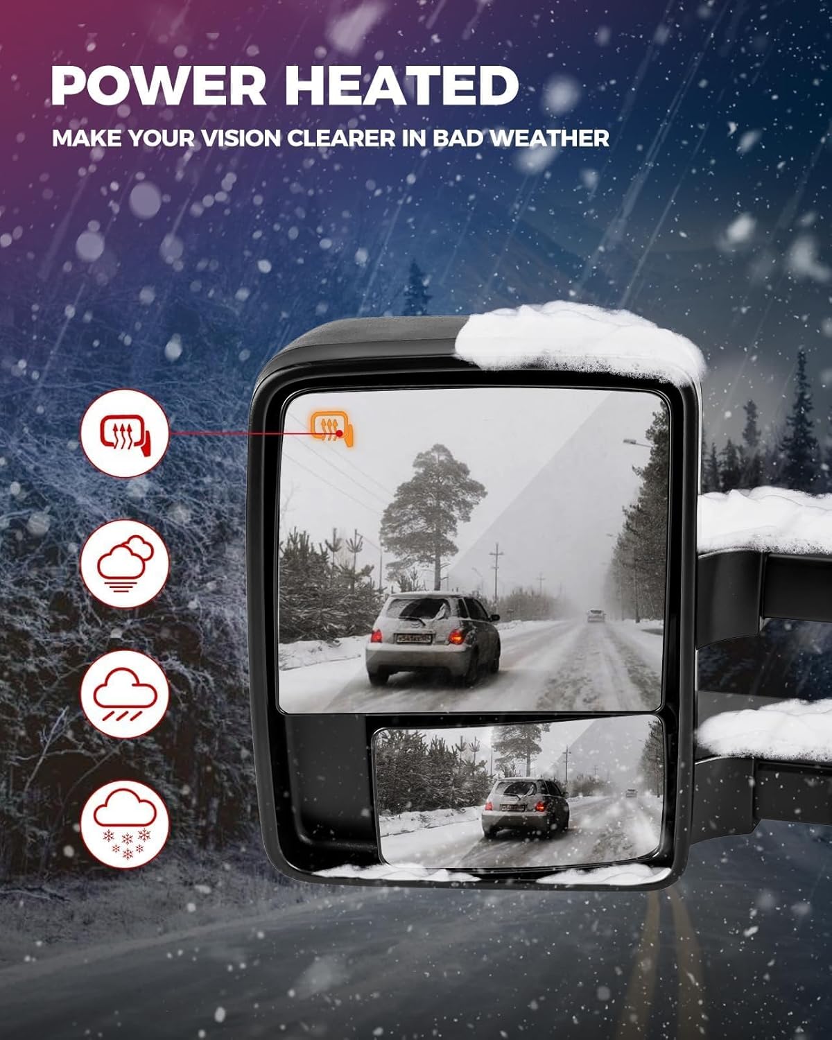 KAX Towing Mirrors Black Housing fit for Chevy 2014-18 Silverado 1500, 2015-19 Silverado 2500 HD/ 3500 HD, for GMC 2014-18 Sierra 1500/ Sierra 2500 HD/Sierra 3500 HD, with Power Heated Turn Light