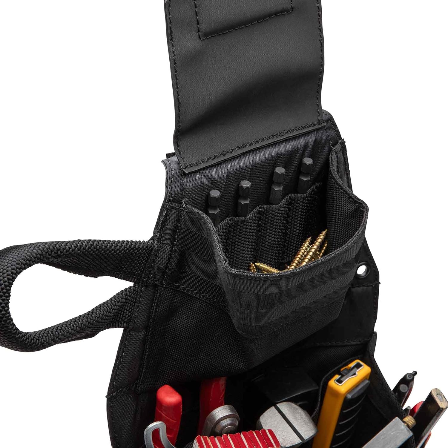 The Diamondback EMX Pouch - Customizable, Durable & Abrasion-Resistant Electrician Tool Pouch - 4 Tool Pouches with 7 Internal Slots & 3 External Slots (16 x 9 x 4 in)