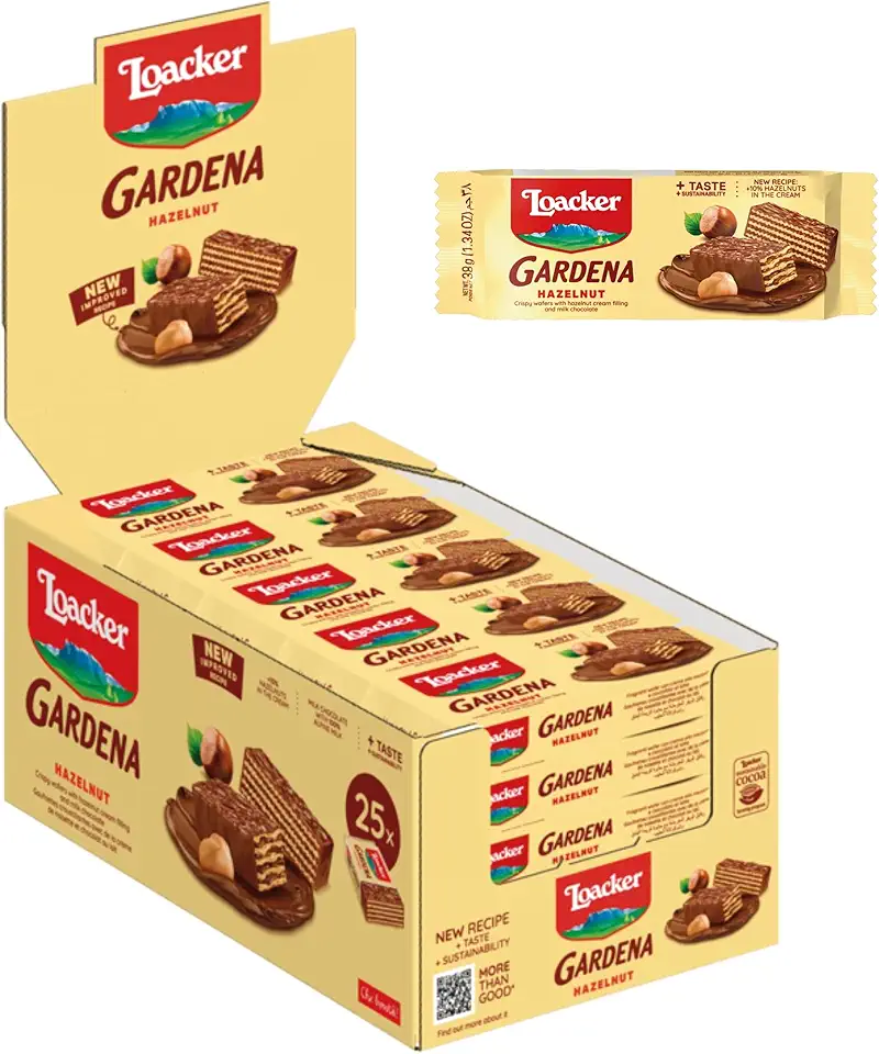 Loacker Gardena Hazelnut Wafer, 25 X 38 g
