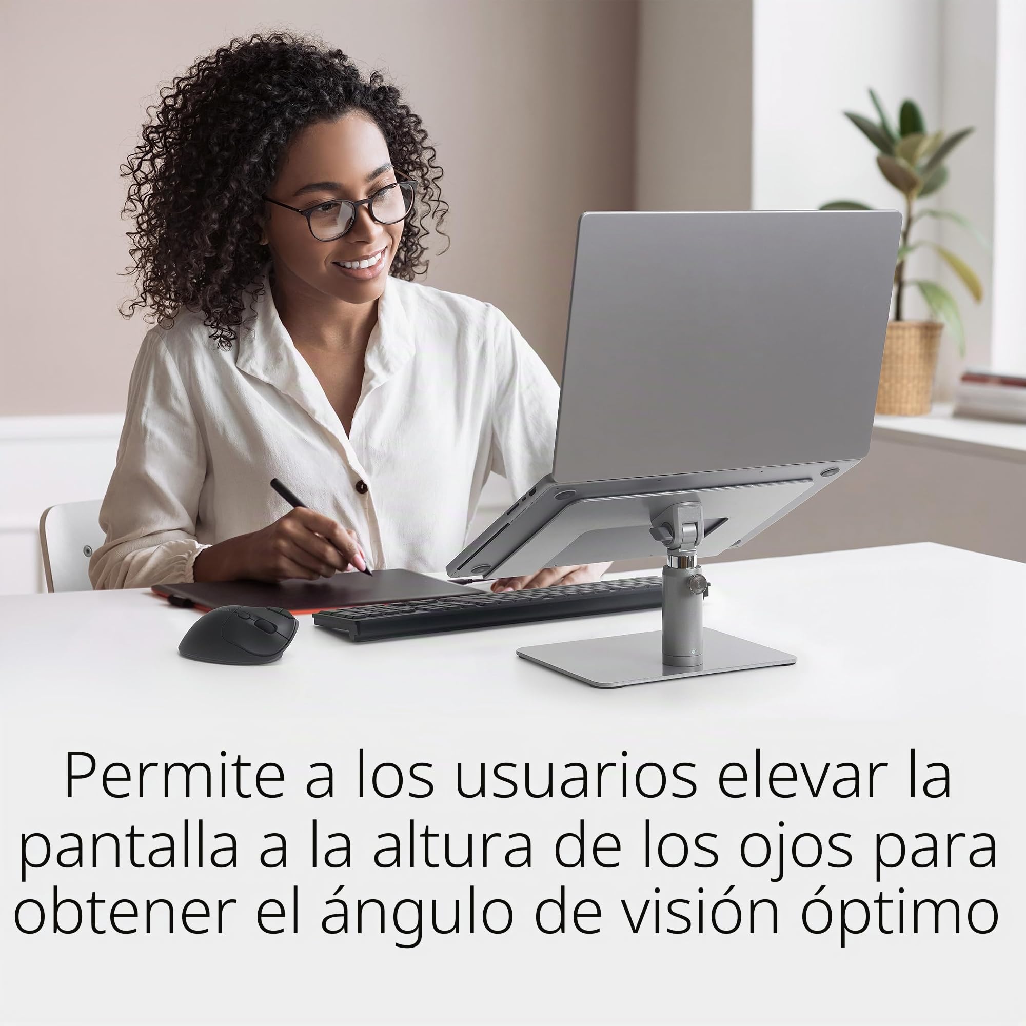 Kensington Soporte para Ordenador Portátil de 16", Soporte Ergonómico para Escritorio, Altura y Ángulo Ajustables, Rejillas de Ventilación y Almohadillas Antideslizantes de Silicona (K50424WW)
