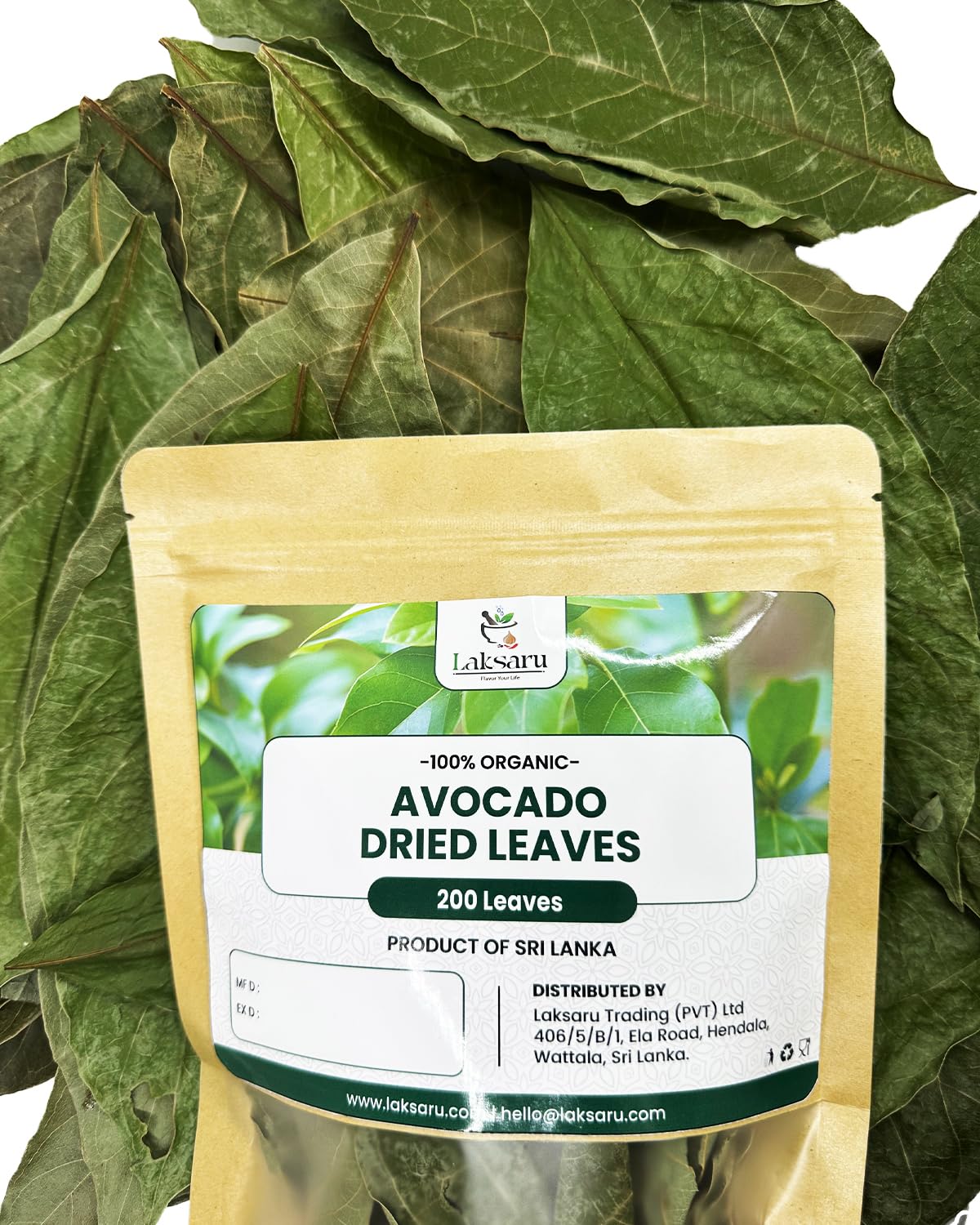 Laksaru 200 Avocado Leaves, Hoja de Aguacate, dried avocado leaf, Product from Sri laka , 100% natural, 200 Laves, Pack of 1