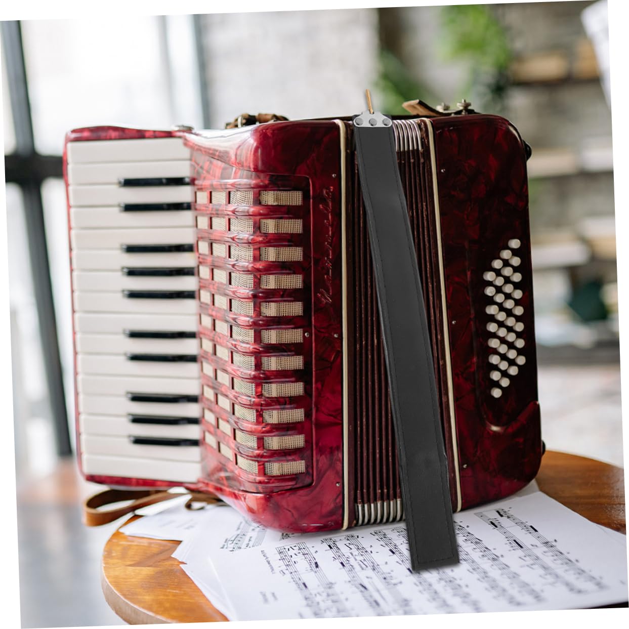 Sangle De Basse Pour Accordéon (Main Gauche) – Longueur Réglable, Matériau PU – Remplacement Pour Accordéon 120 Basses