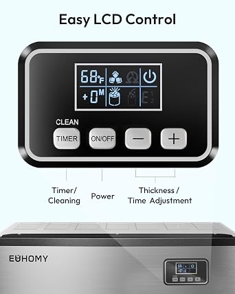 EUHOMY Commercial Ice Maker Machine,400lbs/24H,250lbs Bin,Stainless Steel