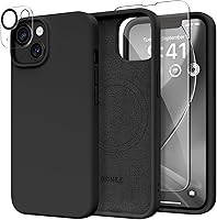 Vista 305 de GONEZ Funda de silicona para iPhone 14 Pro Max, compatible con MagSafe, con protector de pantalla + protector de lente de cámara, silicona líquida a
