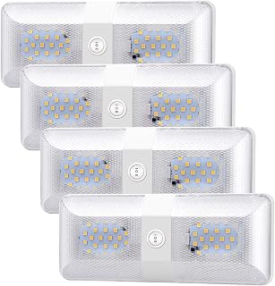 ShinePick 4 Pack Upgraded Super Bright DC 12V Led RV Ceiling Double Dome Light Fixtures RV Interior Lights with ON/Off Switch for Trailer Camper Car RV Boat (Cool White)