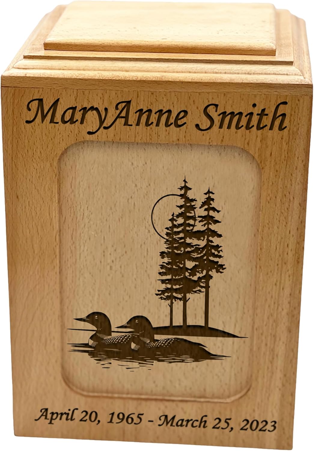 Wooden Funeral Cremation Urn, Personalized Wood Urn for Human Ashes, Custom Urn (Duck)